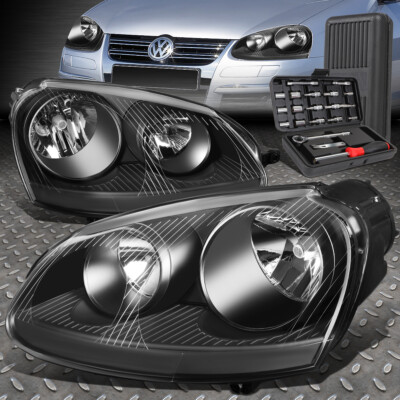 ДЛЯ 05-10 VOLKSWAGEN JETTA RABBIT ХРУСТАЛЬНЫЕ ФАРЫ ГОЛОВНОГО СВЕТА + НАБОР ИНСТРУМЕНТОВ ЧЕРНЫЙ
