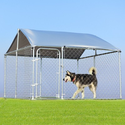 Petsjoy Large Pet Dog Run House Kennel Shade Cage 7.5'x7.5' Roof Cover Playpen