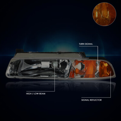 For 95-00 Chrysler Cirrus/Dodge Stratus Headlight/Lamp Smoked Housing Amber Side