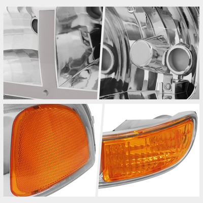 For 99-07 GMC Sierra 1500 2500HD 3500HD Classic LED DRL Headlights Chrome/Amber