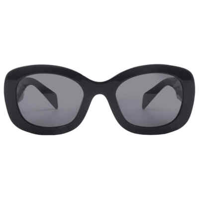 Pre-owned Prada Dark Grey Oval Ladies Sunglasses Pr A13s 1ab5s0 54 Pr A13s 1ab5s0 54 In Gray