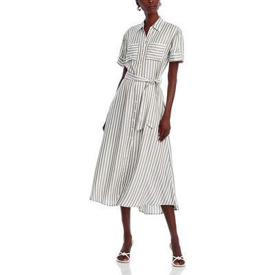 Женская футболка Tahari с белым полосатым воротником и поясом 10 BHFO 4608