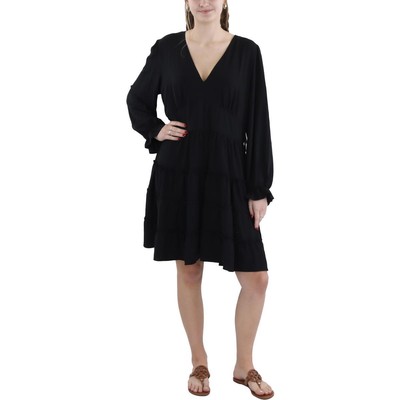Emma & Michele Womens Black Woven Knee Semi-Formal Midi Dress 16 BHFO 9217
