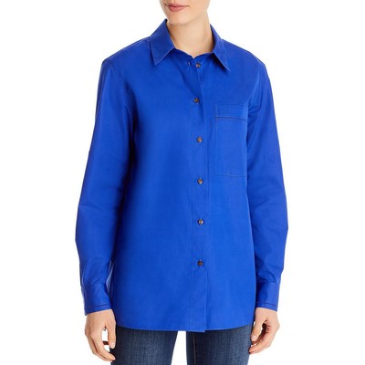 

Женская блуза на пуговицах Lafayette 148 New York с хлопковым воротником BHFO 3396, Lapis blue