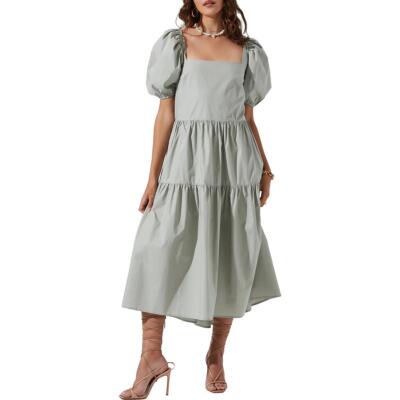 

Женское зеленое хлопковое дневное платье миди до колена ASTR the Label Ilana  BHFO 6212, Silver sage