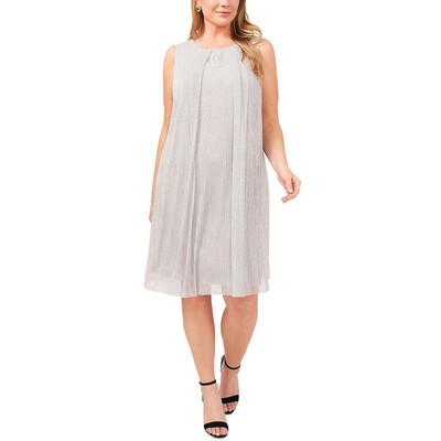 

MSK Women Женское платье прямого кроя до колен с металлическим декором Plus BHFO 5660, Серебряный