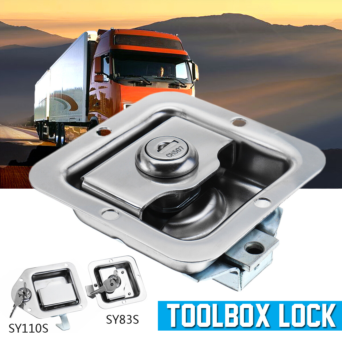 Toolbox Lock Steel Door Paddle Handle Trailer Latch 43/8" X 31/4