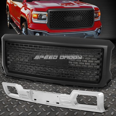 ВЕРХНЯЯ ПЕРЕДНЯЯ РЕШЕТКА В СТИЛЕ DENALI ИЗ ЧЕРНОГО АБС-ПЛАСТИКА + НИЖНЯЯ ЗАЩИТА ДЛЯ 14-15 GMC SIERRA 1500