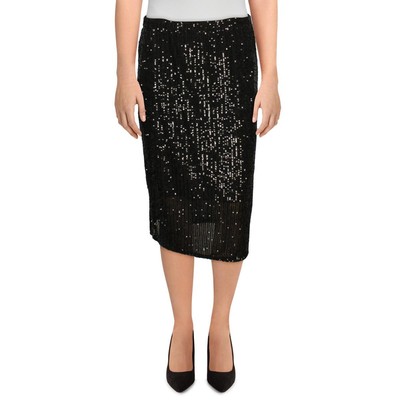 Женская черная прозрачная приталенная юбка макси с блестками Vince Camuto M BHFO 7239