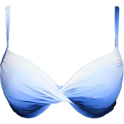 

Женский синий купальник на косточках Bleu Rod Beattie, раздельный,  BHFO 3728, White/navy ombre