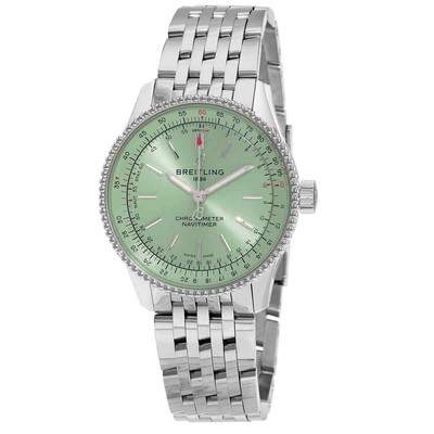 Pre-owned Breitling Navitimer Automatic Chronometer Green Dial Unisex Watch A17395361l1a1