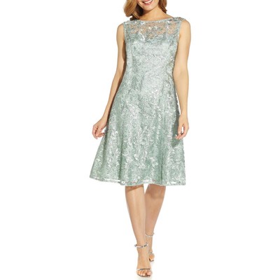 Женское синее миди-платье Adrianna Papell Party Party Fit & Flare с блестками, 4 BHFO 4310