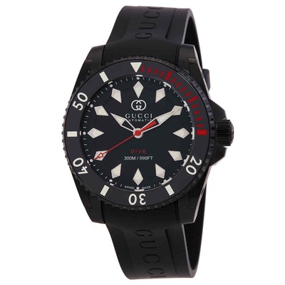 Мужские часы Gucci Dive с автоматическим черным циферблатом YA136361