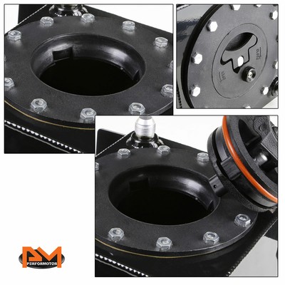 1 Gallon Bottom Feed Lightweight Aluminum Fuel Cell/Gas Tank+Cap Black Coated