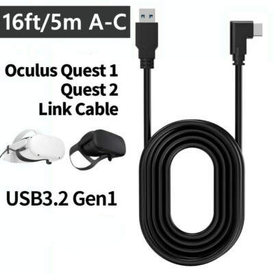 16ft/5M Link Cable for Oculus Quest 2 Type-C Right Angle to USB3.1 Charging Cord