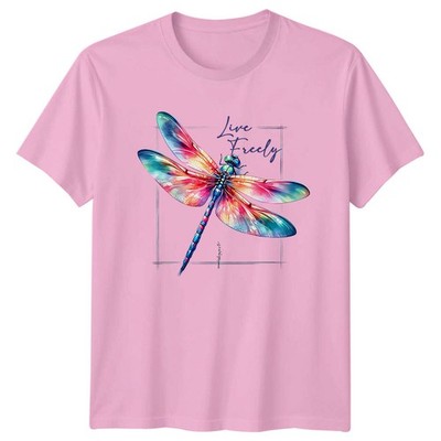 T-shirt colorata Dragonfly Live Freely Graphic Nature Lover