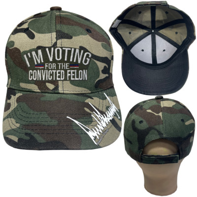 I'M VOTING FOR THE CONVICTED FELON TRUMP SIGN Adjustable Cap Baseball Hats LOT