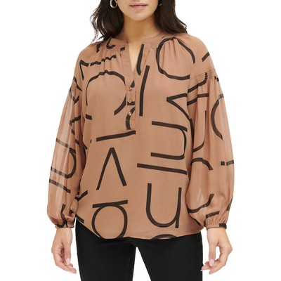 Женская повседневная блузка-пуловер Calvin Klein с коричневым принтом логотипа, топ XL BHFO 0648