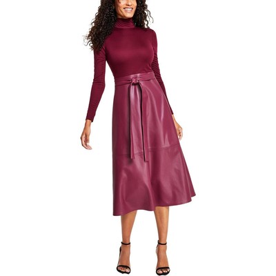 Женское фиолетовое платье миди из искусственной кожи Anne Klein Work Fit & Flare 6 BHFO 3835