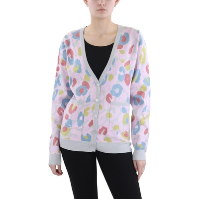 Undra Celeste New York Womens Pink Knit Printed Cardigan Sweater Top M BHFO 0391