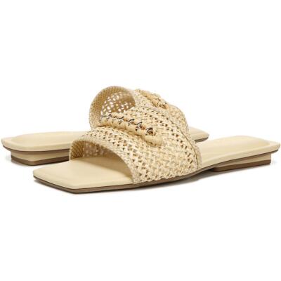 

Franco Sarto Womens Caven 4 Украшенные туфли без шнуровки с квадратным носком на каблуке BHFO 1189, Natural fabric, Caven 4