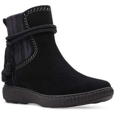 Женские ботильоны-ботильоны из черной замши Clarks Caroline Lily шириной 11 см (C, D, W) BHFO 4533
