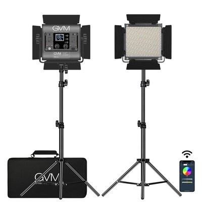 GVM 850D 40 Вт Bi-Color RGB Studio Soft LED Panel 2-Light Kit, 624 лампы