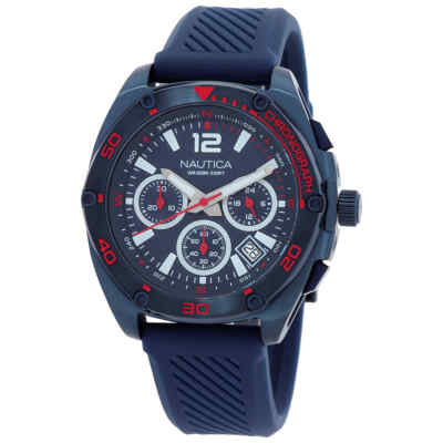 Мужские часы Nautica Tin Can Bay с хронографом и синим циферблатом NAPTCS303