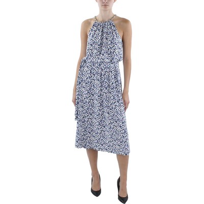 Женское голубое трикотажное платье на бретелях с цветочным принтом Lauren Ralph Lauren 12 BHFO 7790