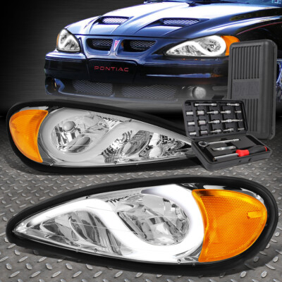 ДЛЯ 99-05 PONTIAC GRAND AM LED DRL ХРОМИРОВАННЫЕ ЯНТАРНЫЕ УГЛОВЫЕ ФАРЫ + НАБОР ИНСТРУМЕНТОВ