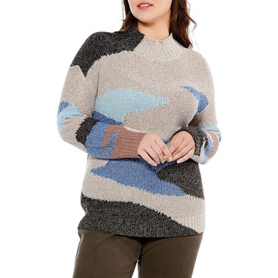 

Женский синий свитер с высоким воротником Nic + Zoe, 1 шт., BHFO 4323, Blue multi