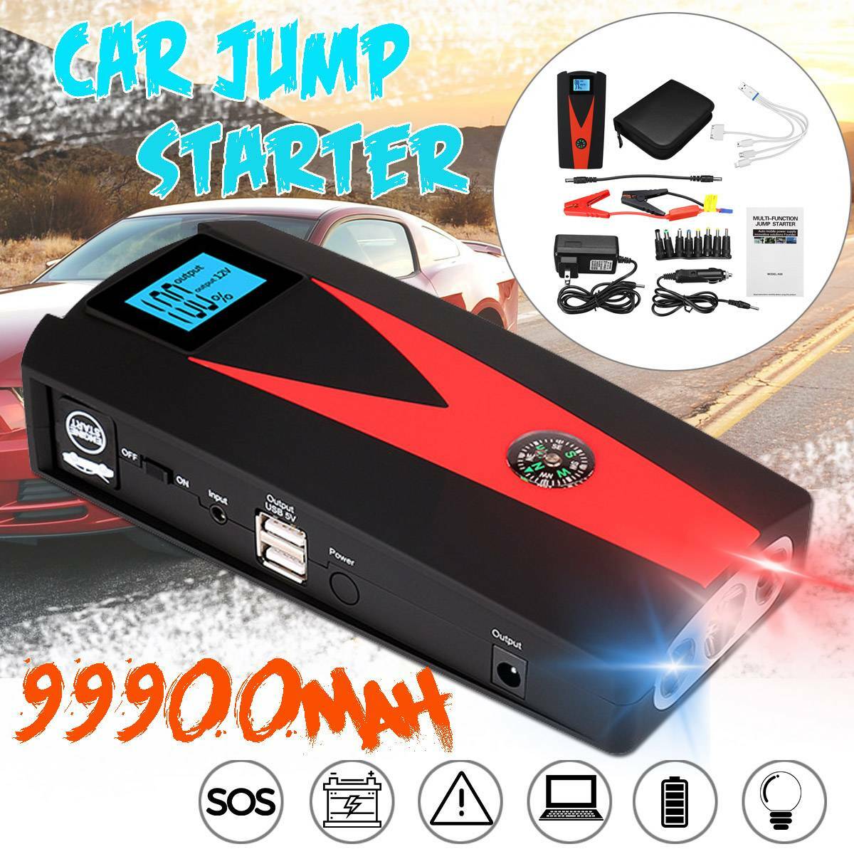 Auto KFZ Starthilfe Jump Starter 99900mAh 800A Ladegerät Booster Powerbank PKW