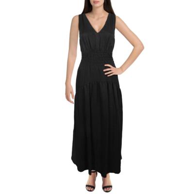 

Женское черное платье миди до середины икры с V-образным вырезом Vince  BHFO 2407, Черный