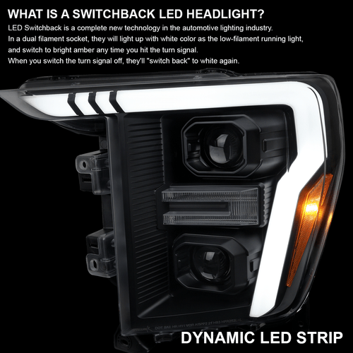 Black Fits 2021-2023 Ford F150 Projector Headlights Sequential LED Signal Lamps