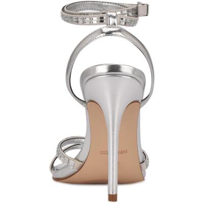

Женские нарядные туфли на каблуке с открытой пяткой Nine West Mona со стразами BHFO 9686, Серебряный, Mona
