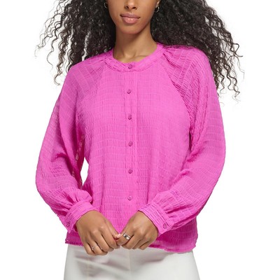 Женская розовая шифоновая рабочая одежда Calvin Klein, блузка на пуговицах, S BHFO 0162