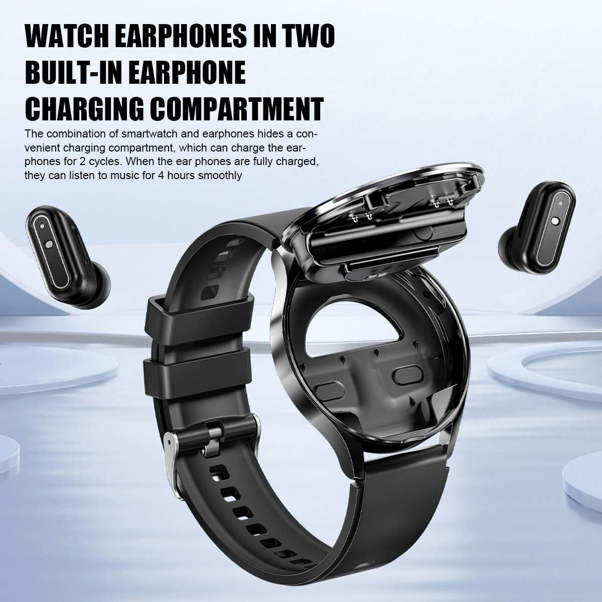 Smart Watch with Earbuds Men Smartwatch 2 in 1 Wireless Headset For iOS Android