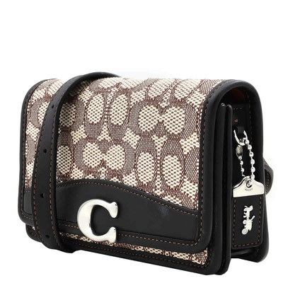 Pre-owned Coach Restored Bandit Crossbody In Signature Textile Jacquard Cj810 Lhuw7 In Lh/cocoa Black