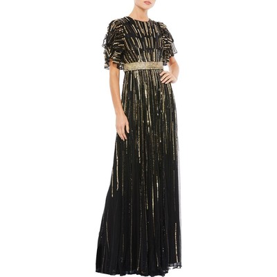 

Mac Duggal Женское Черное Вечернее Платье Макси с Блестками  BHFO 7341, Черный
