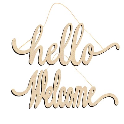 Hello Welcome Wood Sign Cutout Wooden Letter Sign Diy Block Words Decorative Sig