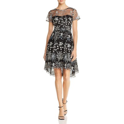 Женское воздушное черное платье для коктейлей и вечеринок Adrianna Papell 10 BHFO 7173