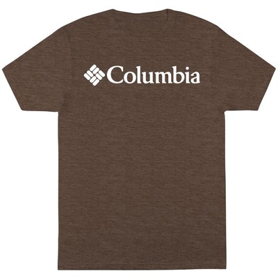 

Мужские коричневые футболки и топы с графическим логотипом Columbia Sportswear  BHFO 6465, Major heather brown/white, 3COLM0948