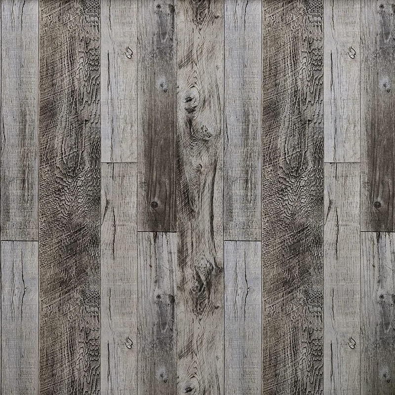 Mulyeeh 17.5'' X 118'' Gray Peel and Stick Wallpaper Faux Wood Plank Paper Self-