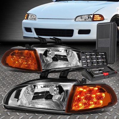 ДЛЯ 92-95 HONDA CIVIC СВЕТОДИОДНАЯ ХРОМИРОВАННАЯ ПРОЗРАЧНАЯ БОКОВАЯ СИГНАЛЬНАЯ ЛАМПА ПОВОРОТА + НАБОР ИНСТРУМЕНТОВ