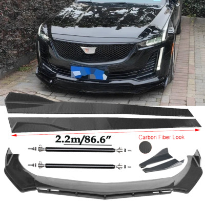 Carbon Fiber Front Bumper Lip Splitters Side Skirt Strut Rod For Cadillac Esca