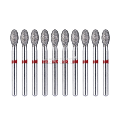 10Pcs Dental Diamond Burs FOOTBALL 379-023F FINE RED DEFEND Friction Grip
