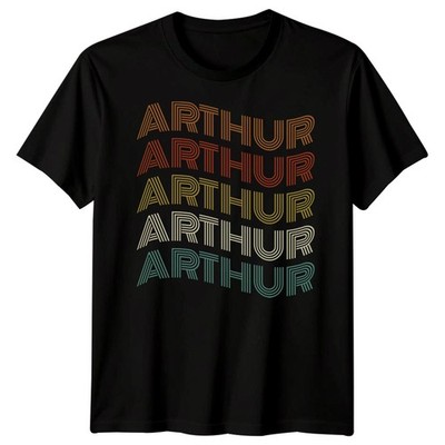Arthur Name Retro Vintage Striped Graphic Tee Personalized Gift Men Women Unisex