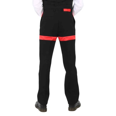Pre-owned Ferragamo Salvatore  Men's Satin Inlay Wool Tailored Trousers In Black