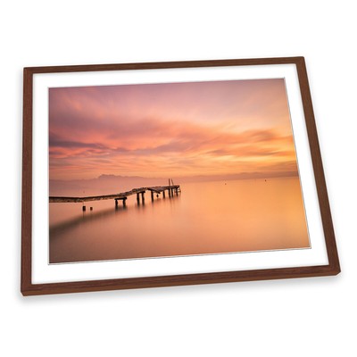 Garda Lake Pier Jetty Sunset Tranquillity FRAMED ART PRINT Picture Artwork