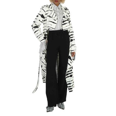 Pre-owned Burberry Ladies Cut-out Detail Watercolour Print Trench Coat In White